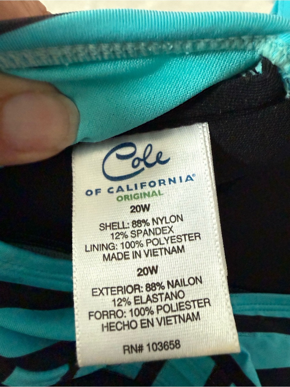 Cole of California Women’s Swim Tankini Top Size 20W E21 - Picture 3 of 4
